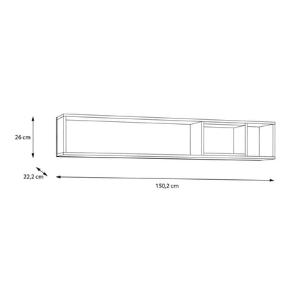 Hampton Wall Shelf in Matt Black/Riviera Oak