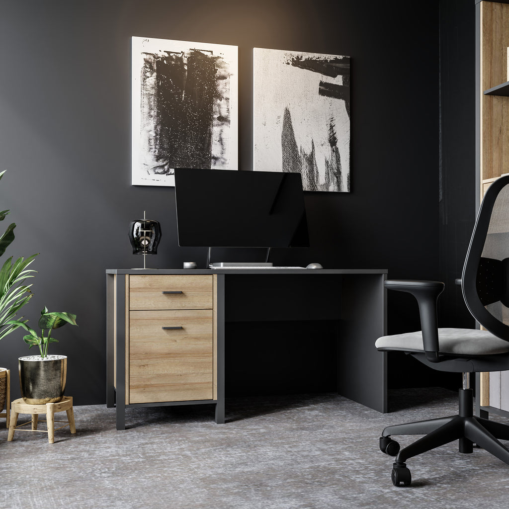 Hampton Desk in Matt Black/Riviera Oak