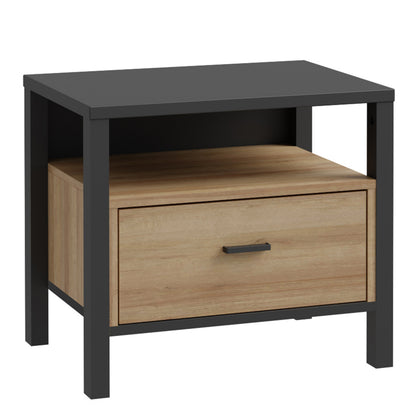 Hampton Bedside in Matt Black/Riviera Oak