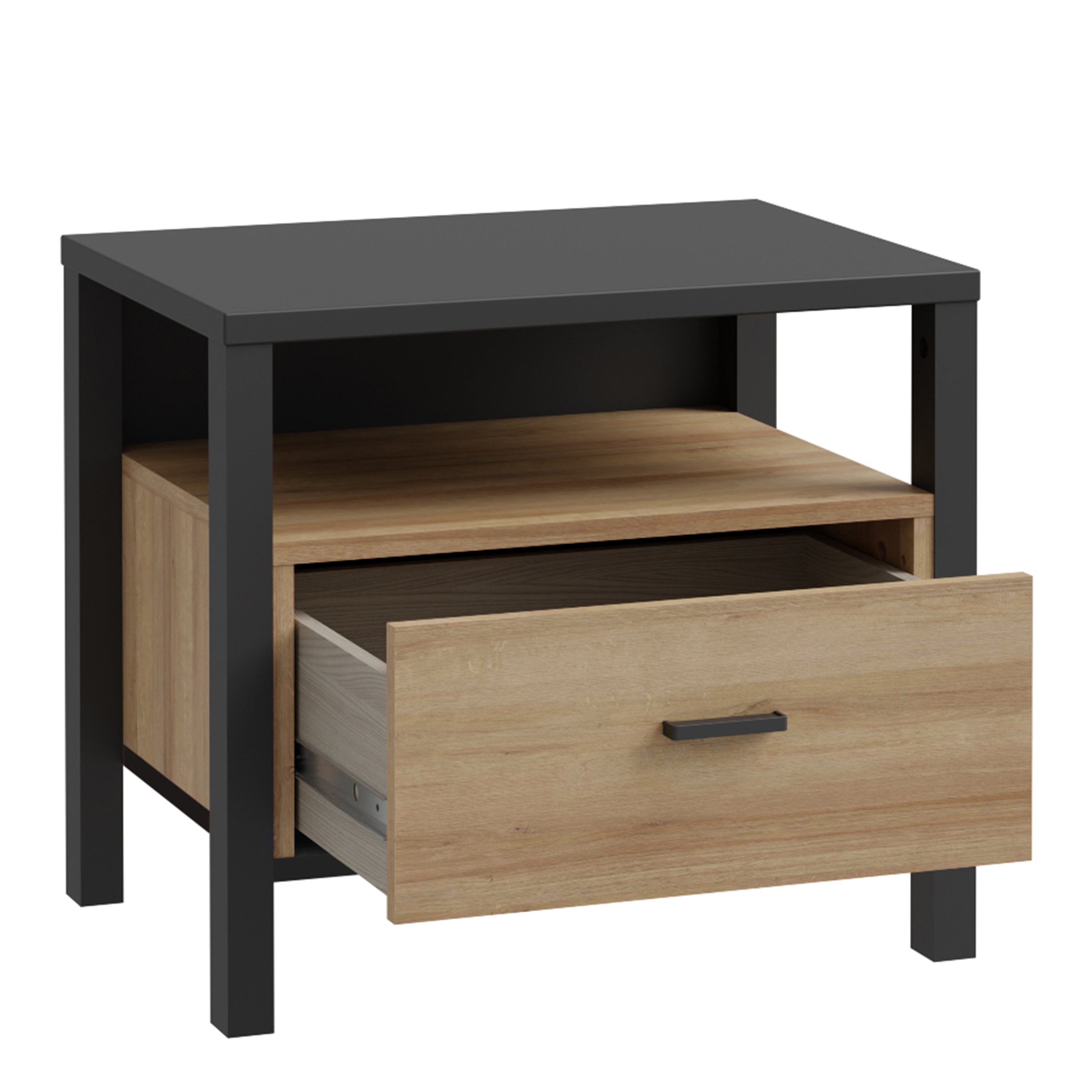 Hampton Bedside in Matt Black/Riviera Oak