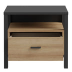 Hampton Bedside in Matt Black/Riviera Oak