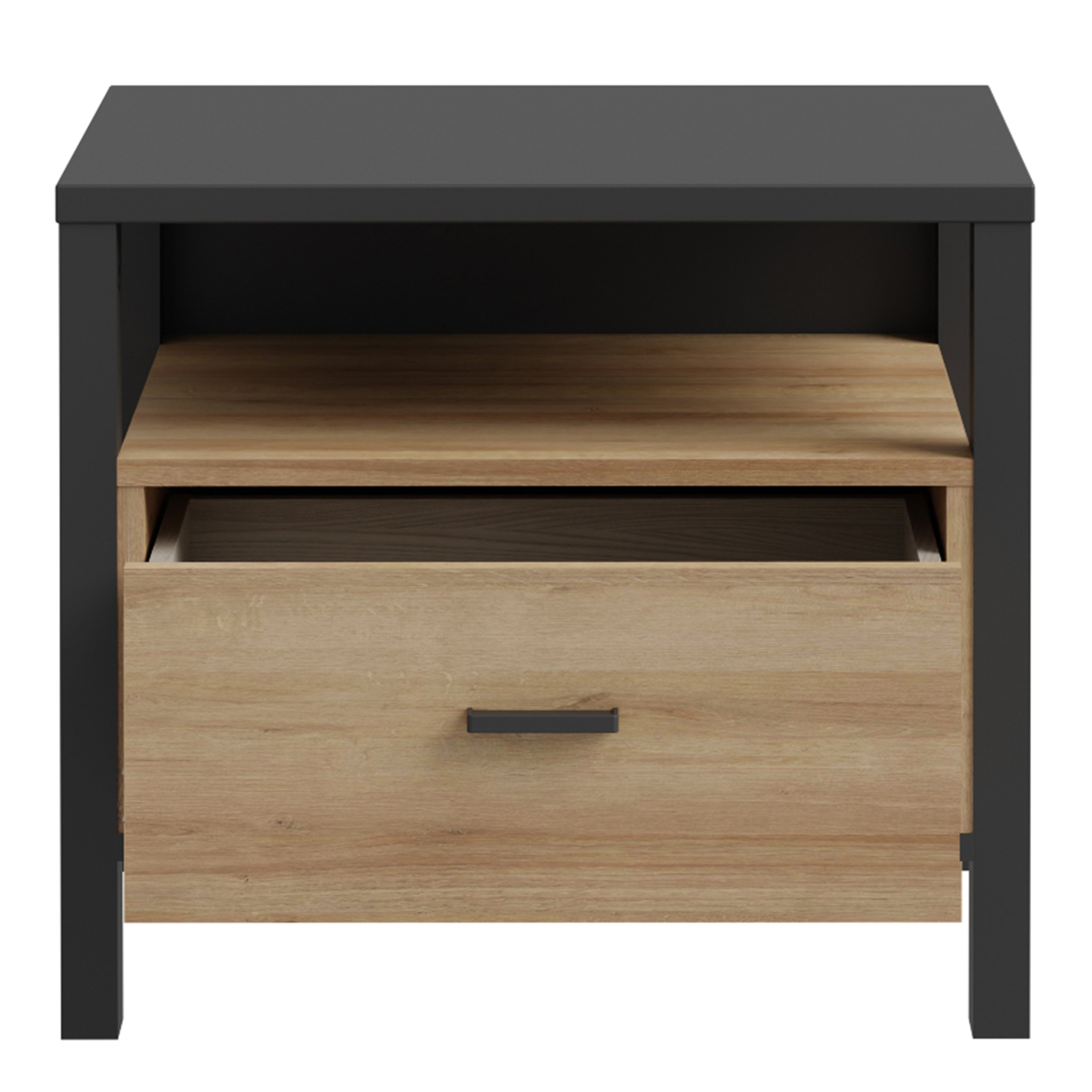 Hampton Bedside in Matt Black/Riviera Oak