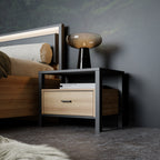 Hampton Bedside in Matt Black/Riviera Oak