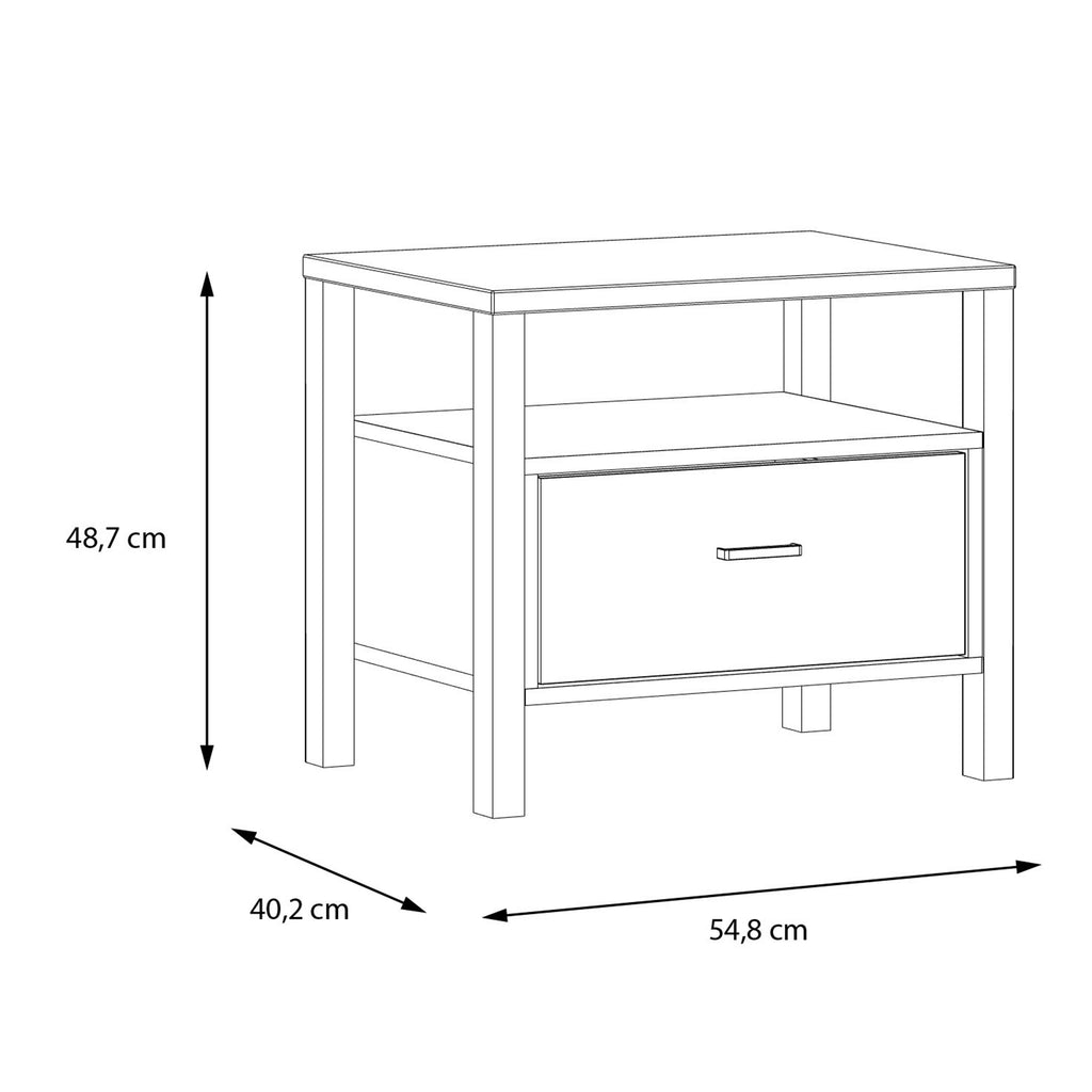 Hampton Bedside in Matt Black/Riviera Oak