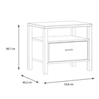 Hampton Bedside in Matt Black/Riviera Oak