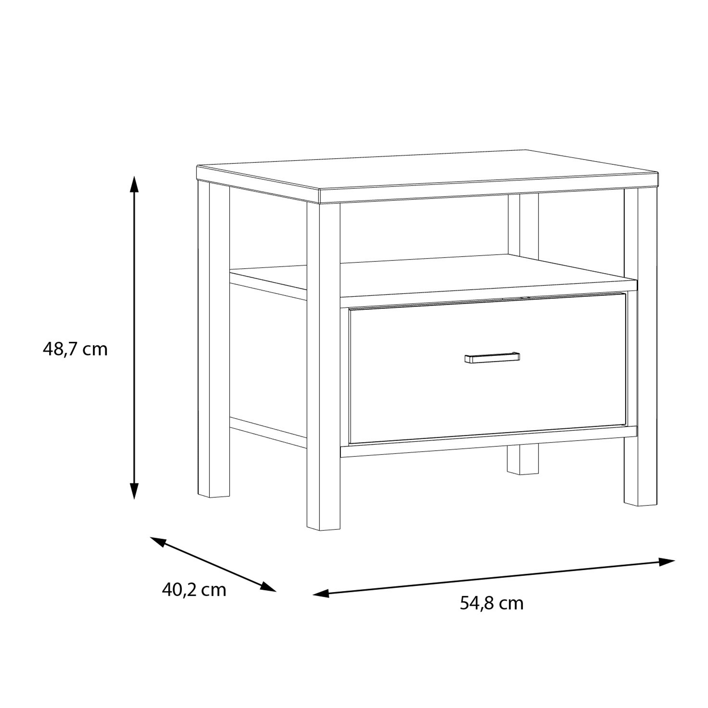 Hampton Bedside in Matt Black/Riviera Oak