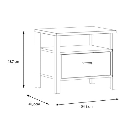 Hampton Bedside in Matt Black/Riviera Oak