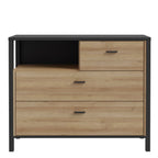 Hampton Chest of 3 Drawers in Matt Black/Riviera Oak