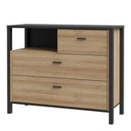 Hampton Chest of 3 Drawers in Matt Black/Riviera Oak