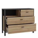 Hampton Chest of 3 Drawers in Matt Black/Riviera Oak