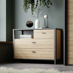 Hampton Chest of 3 Drawers in Matt Black/Riviera Oak