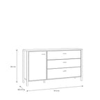 Hampton 1 Door 3 Drawer Sideboard in Matt Black/Riviera Oak
