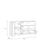 Hampton 1 Door 3 Drawer Sideboard in Matt Black/Riviera Oak