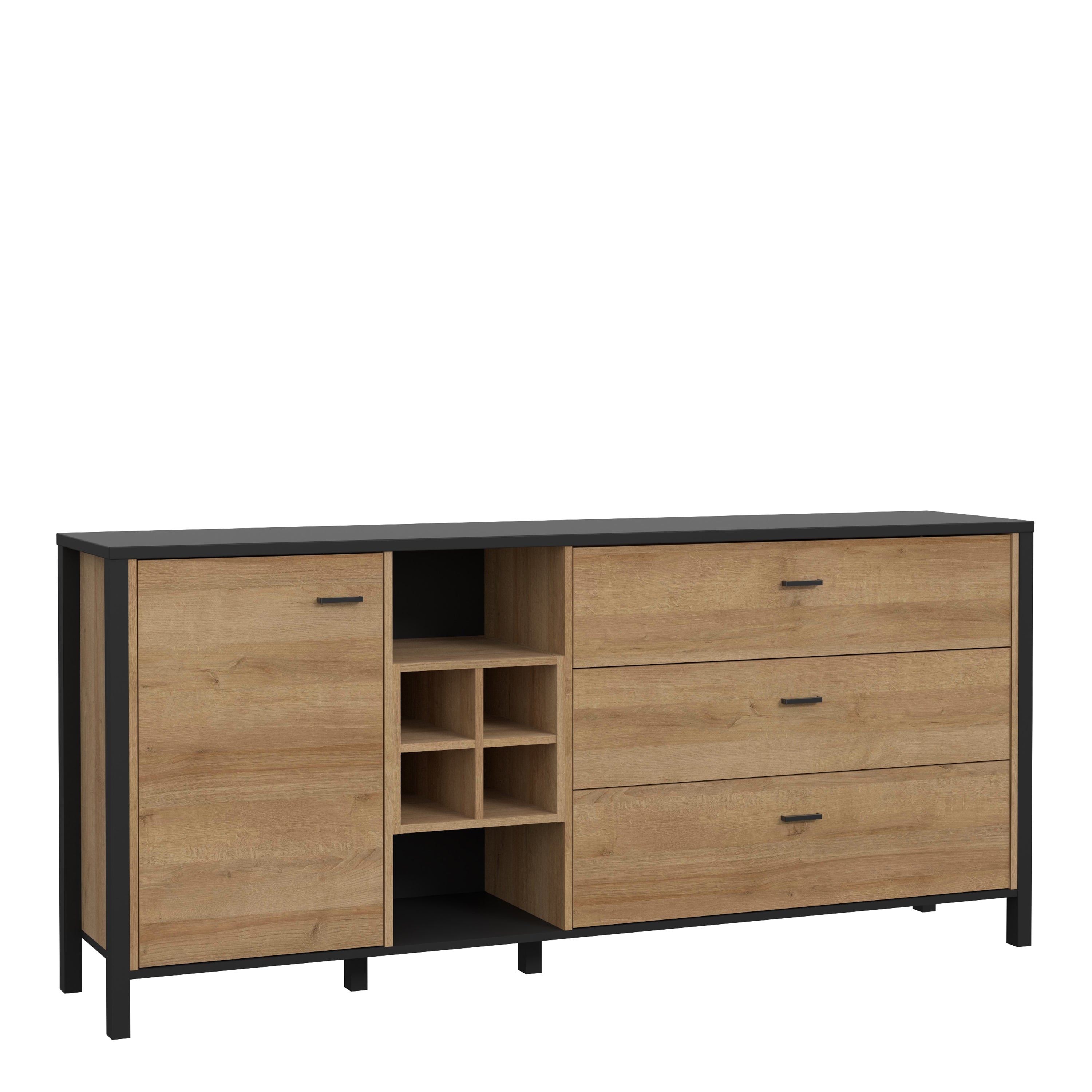 Hampton (Large) Sideboard in Matt Black/Riviera Oak