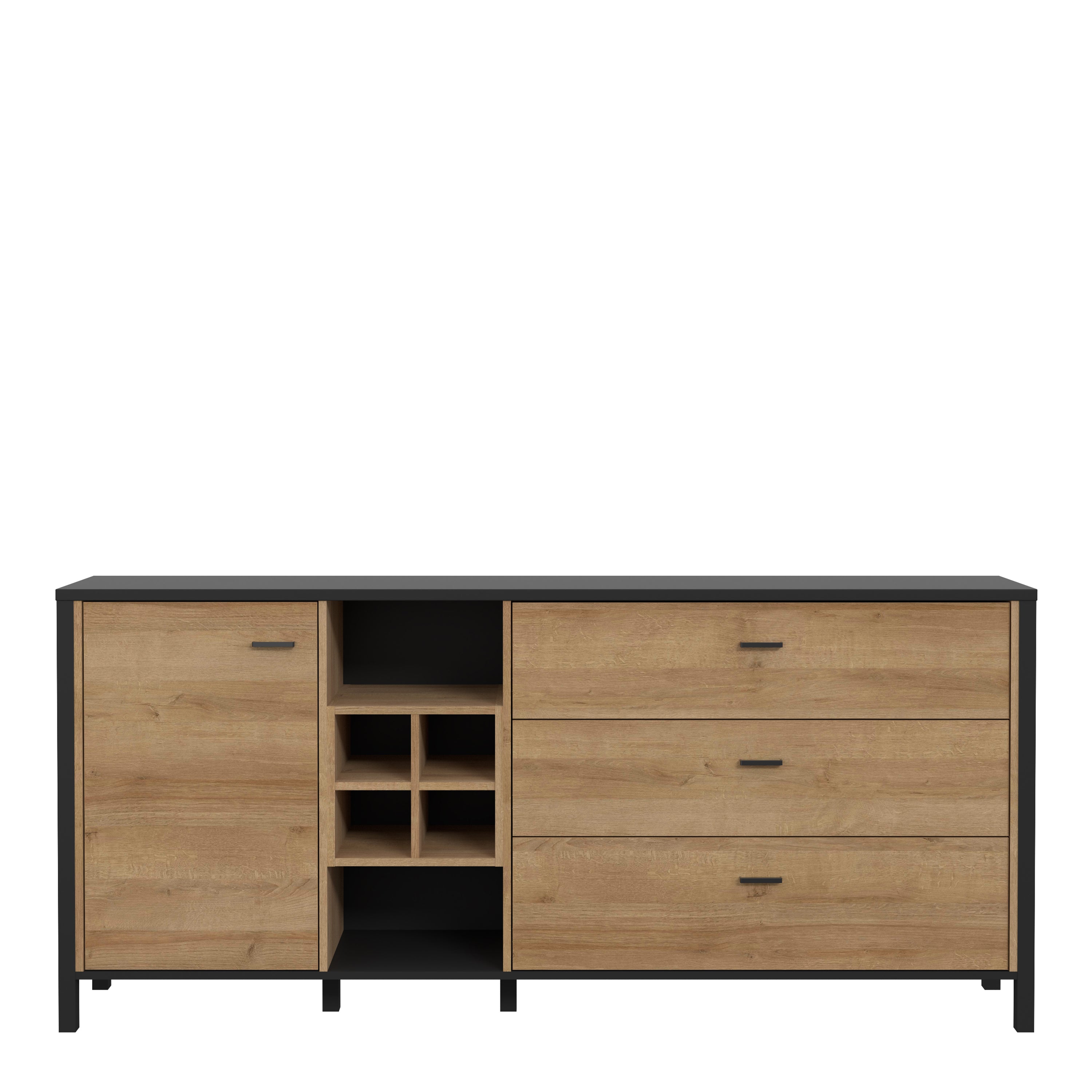 Hampton (Large) Sideboard in Matt Black/Riviera Oak