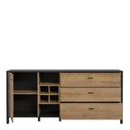 Hampton (Large) Sideboard in Matt Black/Riviera Oak