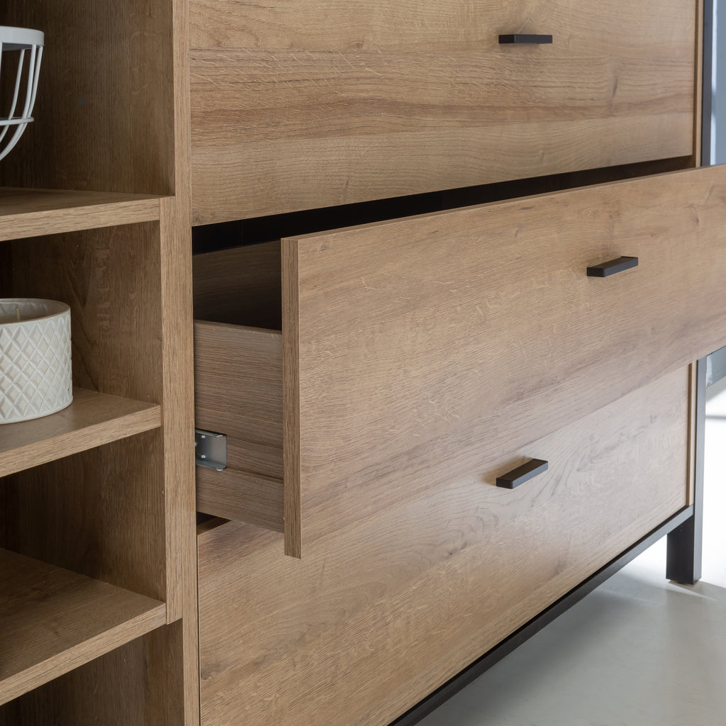 Hampton (Large) Sideboard in Matt Black/Riviera Oak