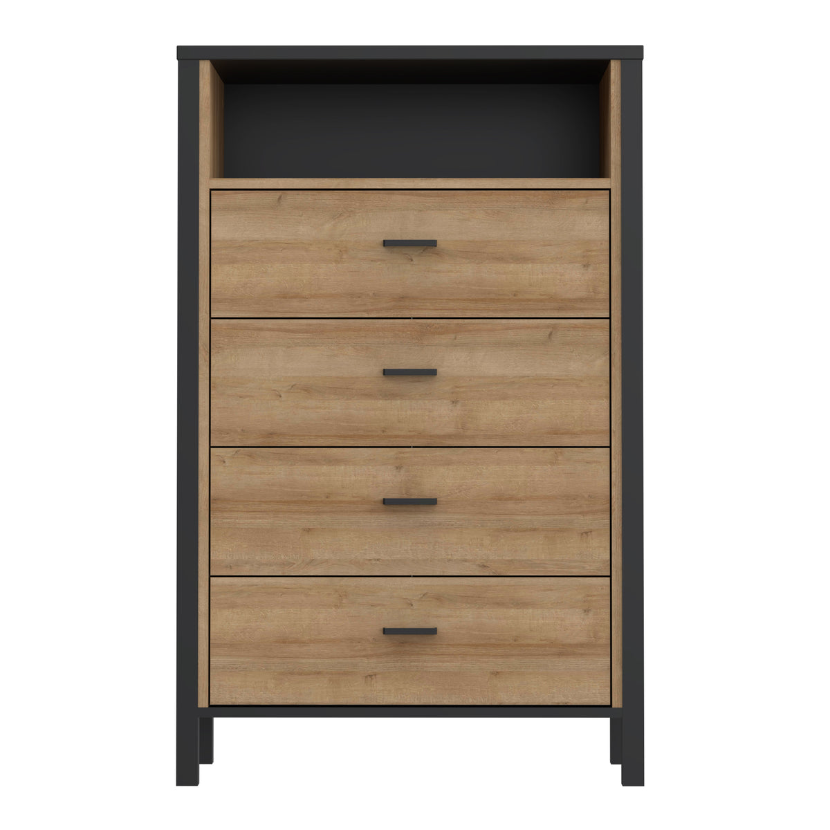 Hampton Chest of 4 Drawers in Matt Black/Riviera Oak