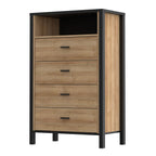 Hampton Chest of 4 Drawers in Matt Black/Riviera Oak