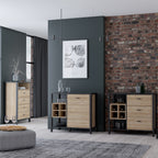Hampton Chest of 4 Drawers in Matt Black/Riviera Oak