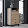 Hampton Chest of 4 Drawers in Matt Black/Riviera Oak