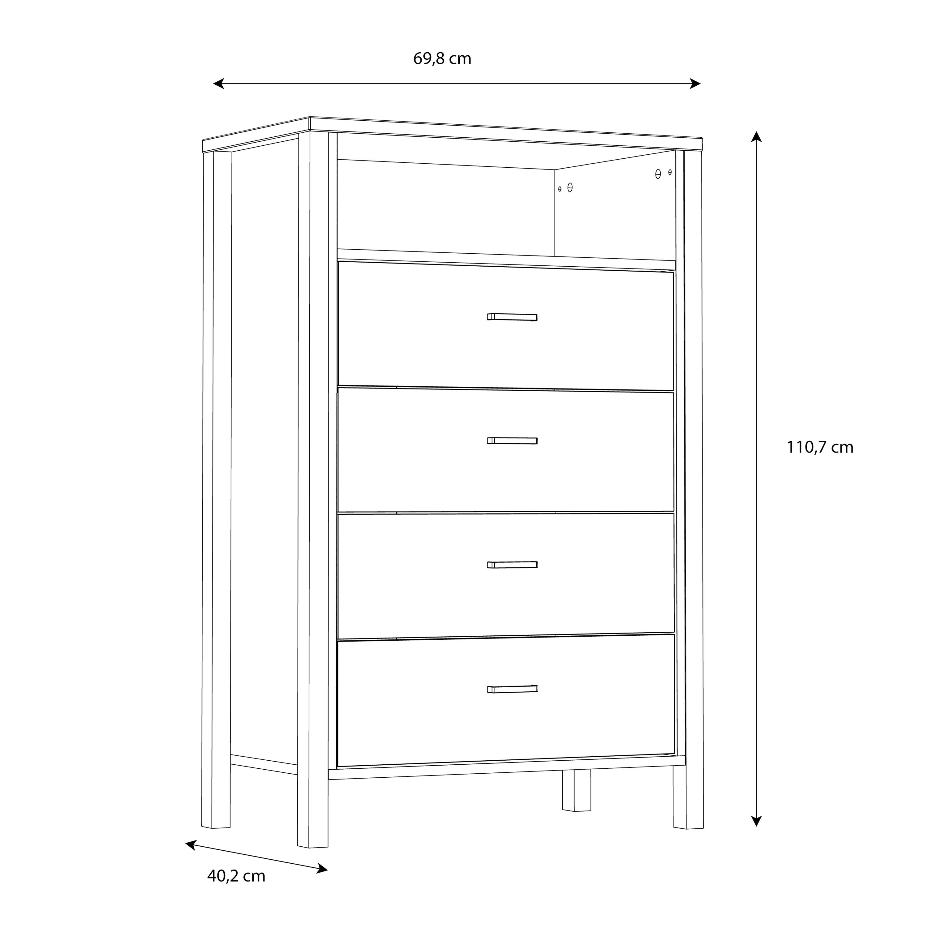 Hampton Chest of 4 Drawers in Matt Black/Riviera Oak