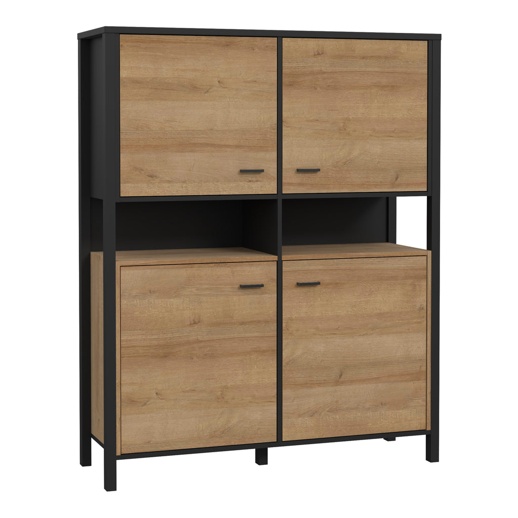 Hampton Storage Cabinet in Matt Black/Riviera Oak