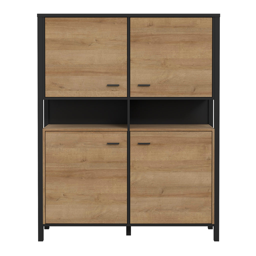 Hampton Storage Cabinet in Matt Black/Riviera Oak
