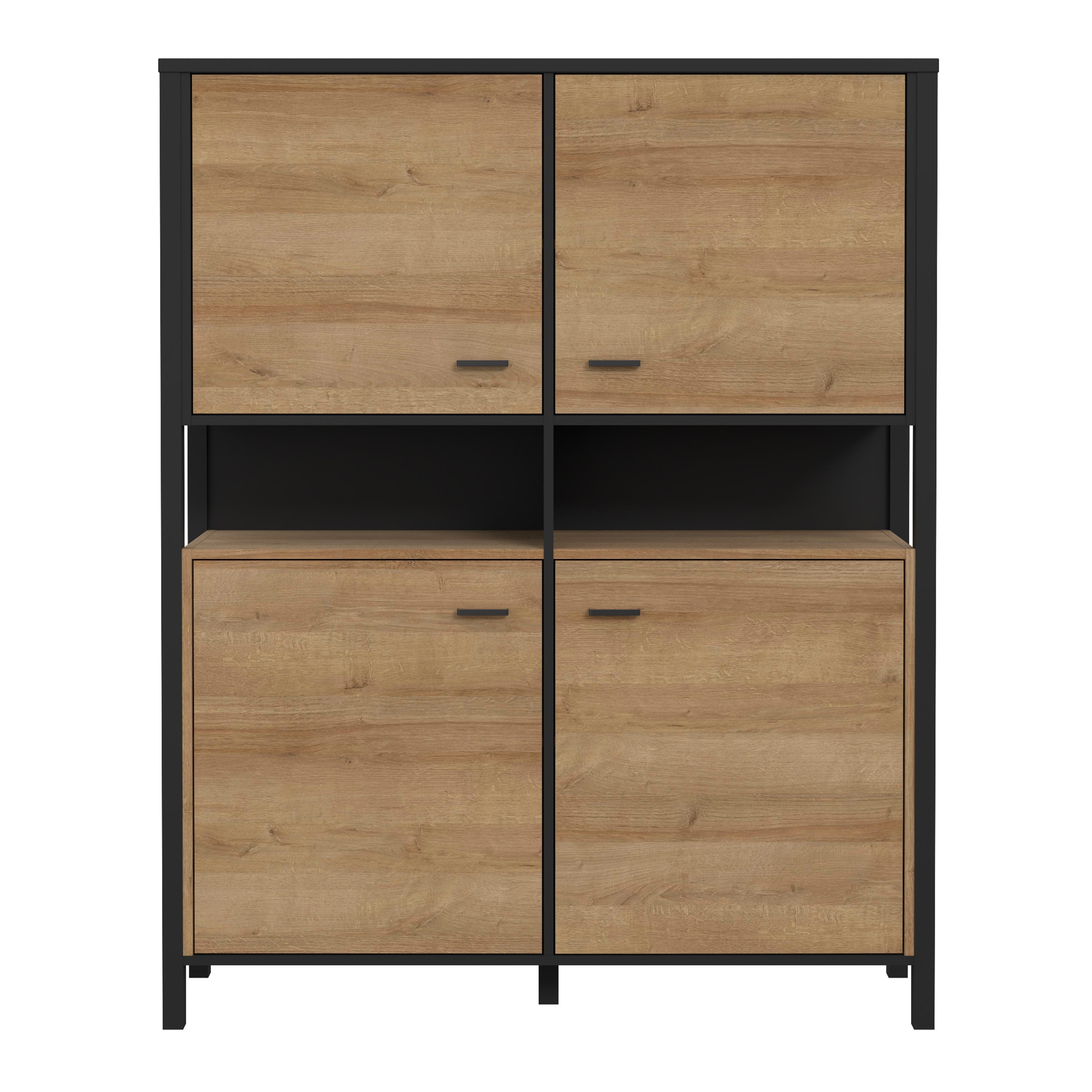 Hampton Storage Cabinet in Matt Black/Riviera Oak
