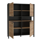 Hampton Storage Cabinet in Matt Black/Riviera Oak