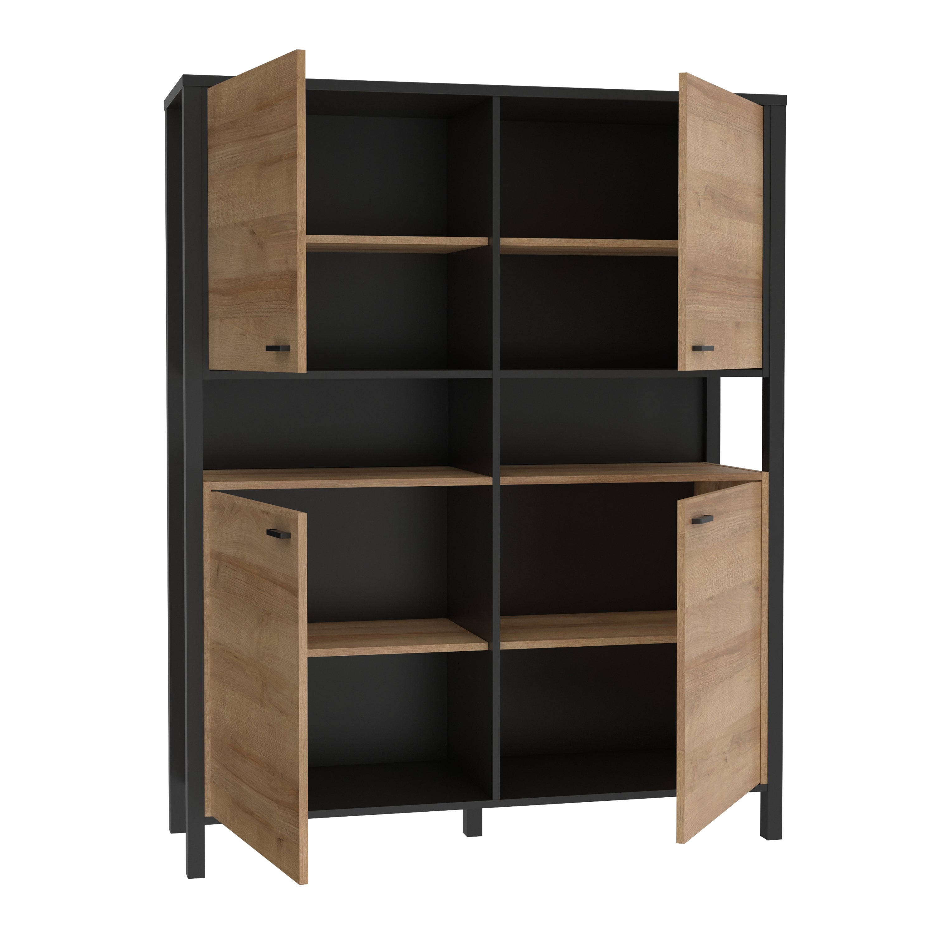 Hampton Storage Cabinet in Matt Black/Riviera Oak