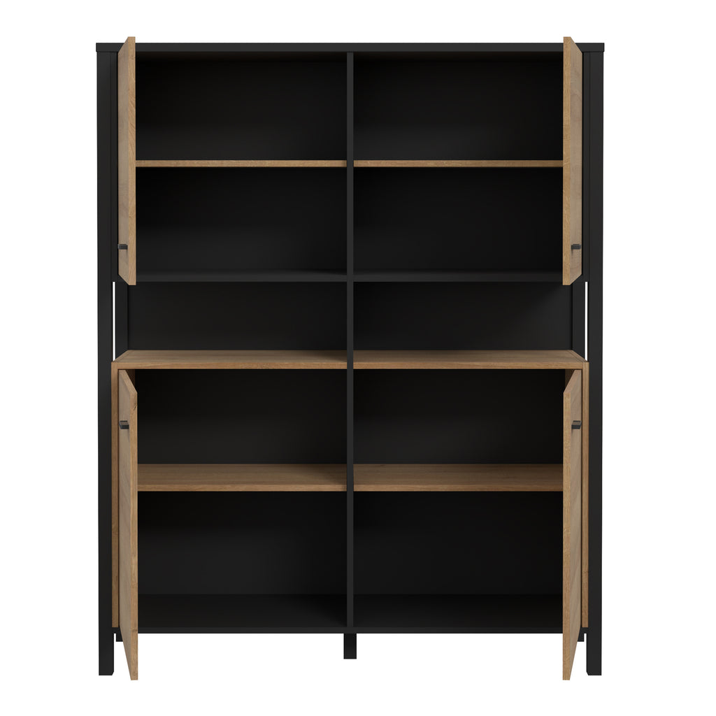 Hampton Storage Cabinet in Matt Black/Riviera Oak