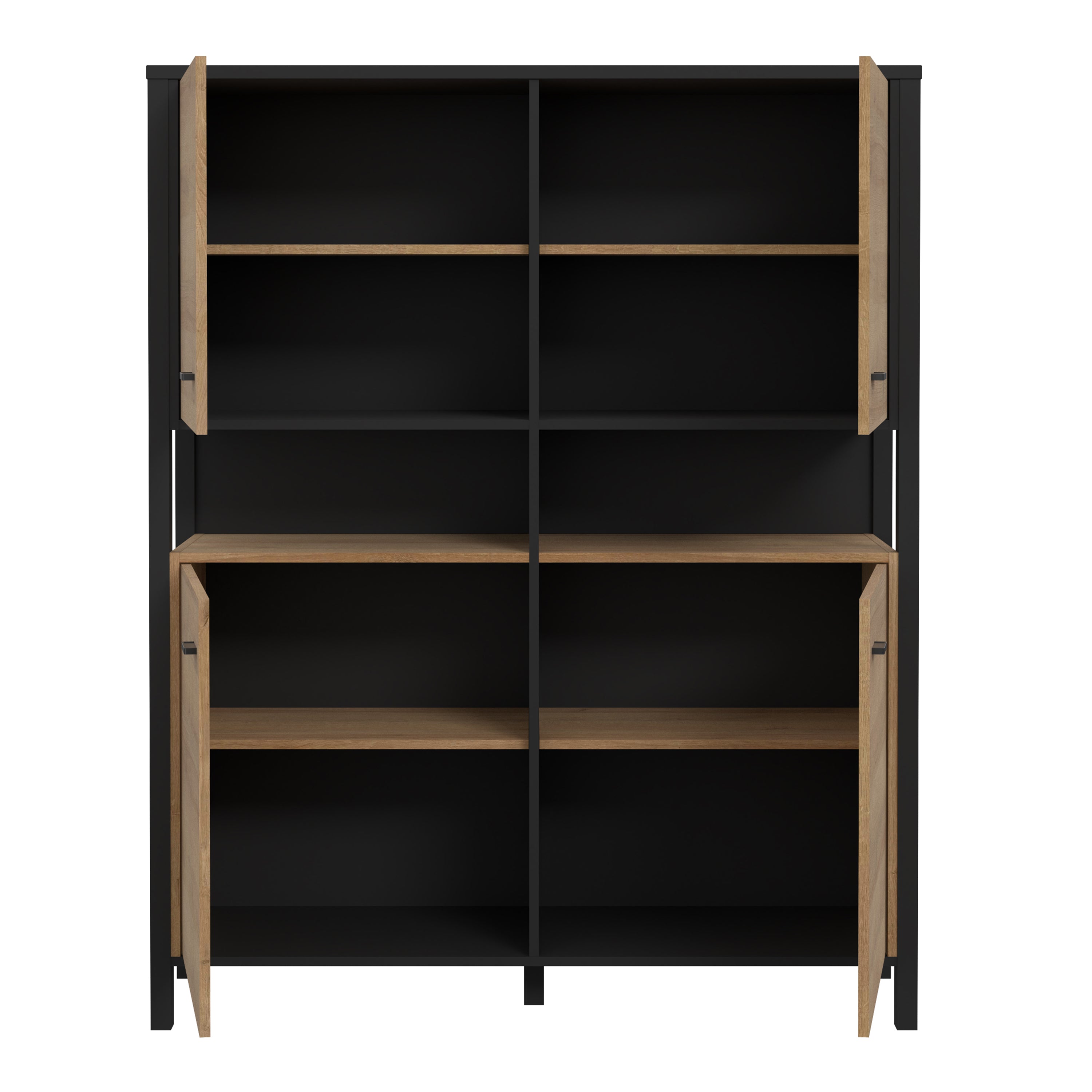 Hampton Storage Cabinet in Matt Black/Riviera Oak