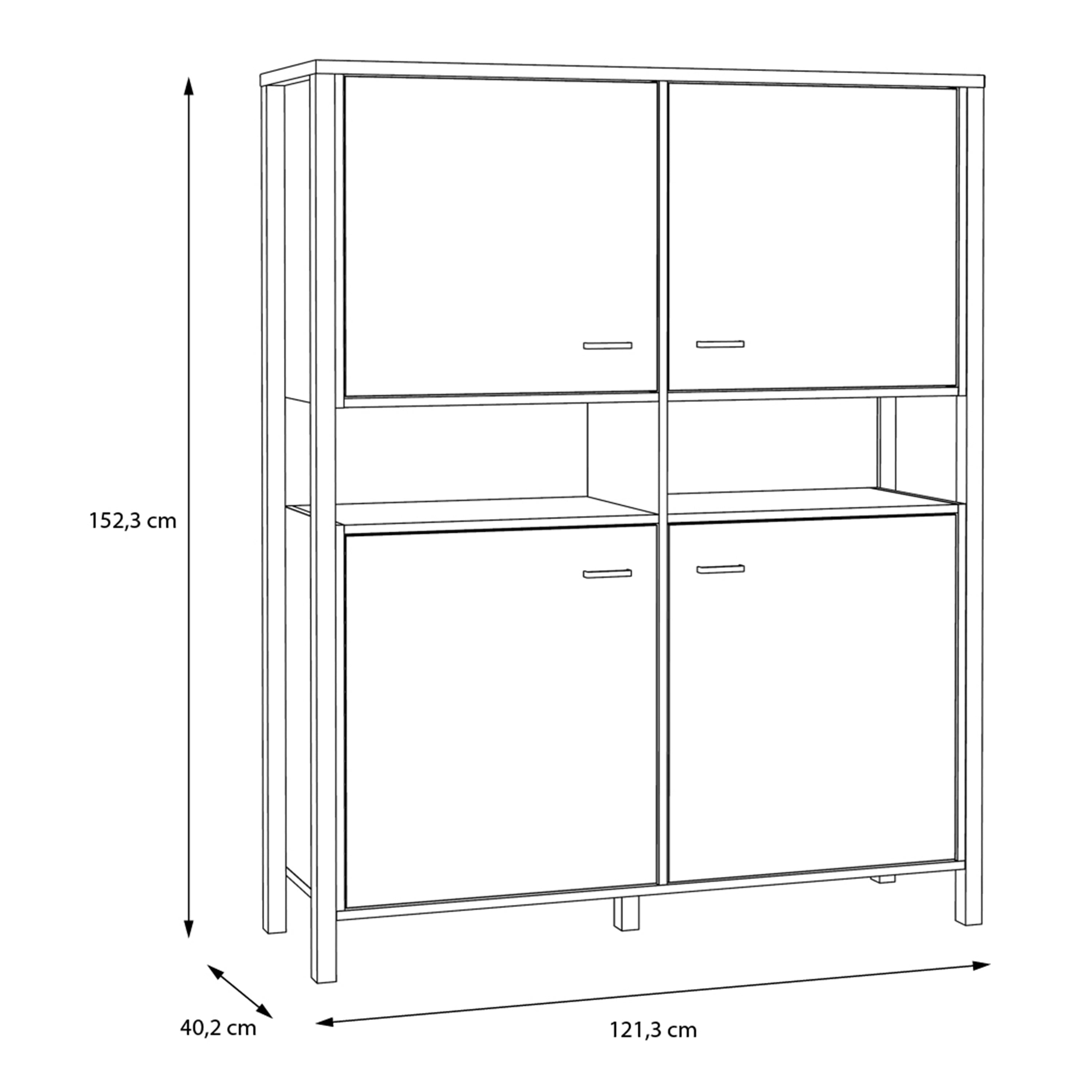 Hampton Storage Cabinet in Matt Black/Riviera Oak