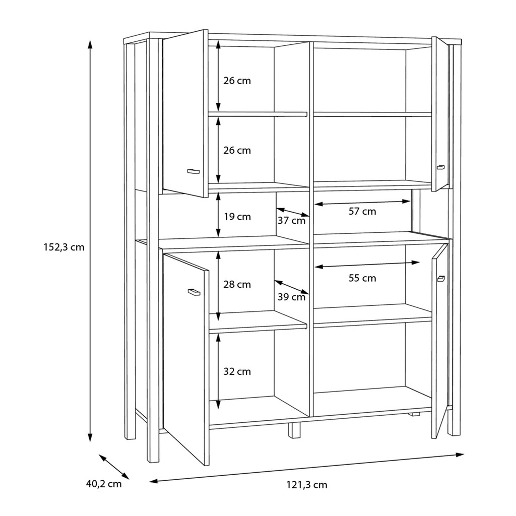 Hampton Storage Cabinet in Matt Black/Riviera Oak
