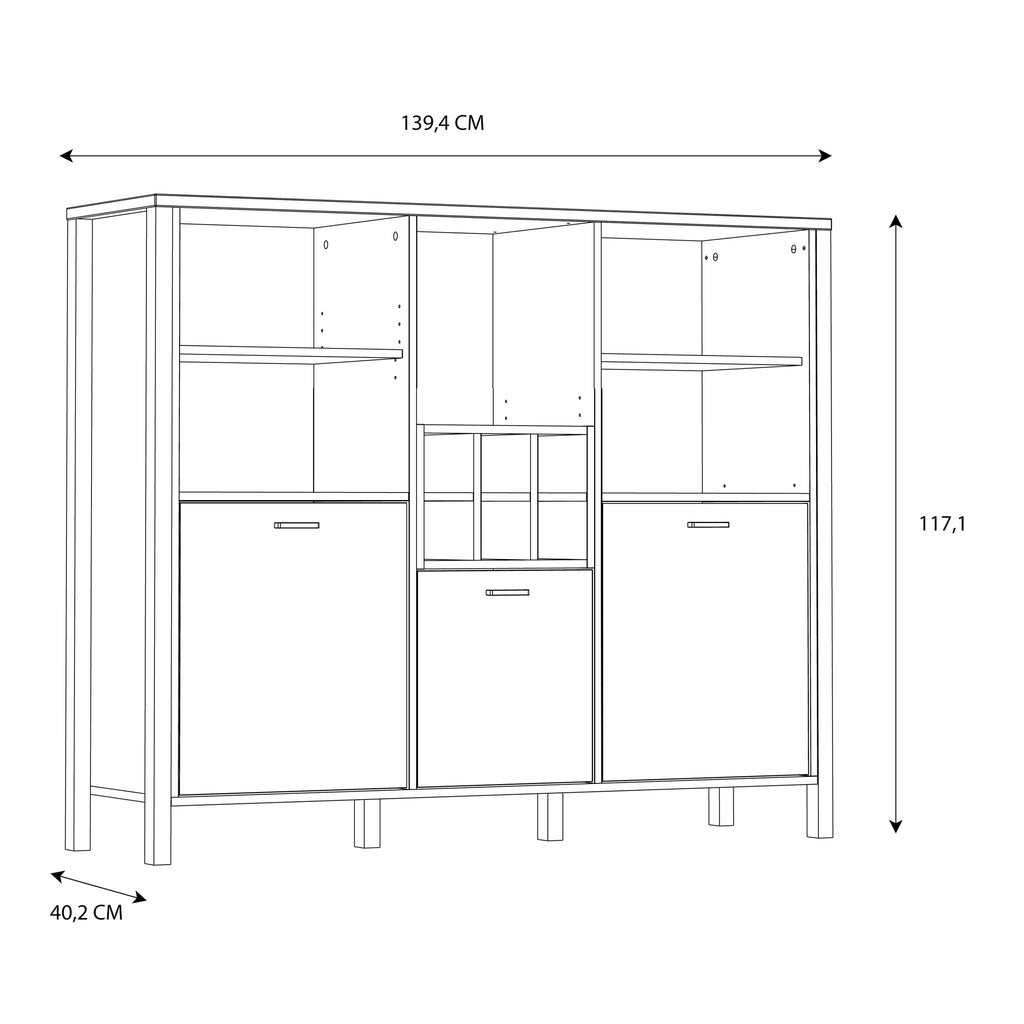 Hampton Shelf Unit in Matt Black/Riviera Oak