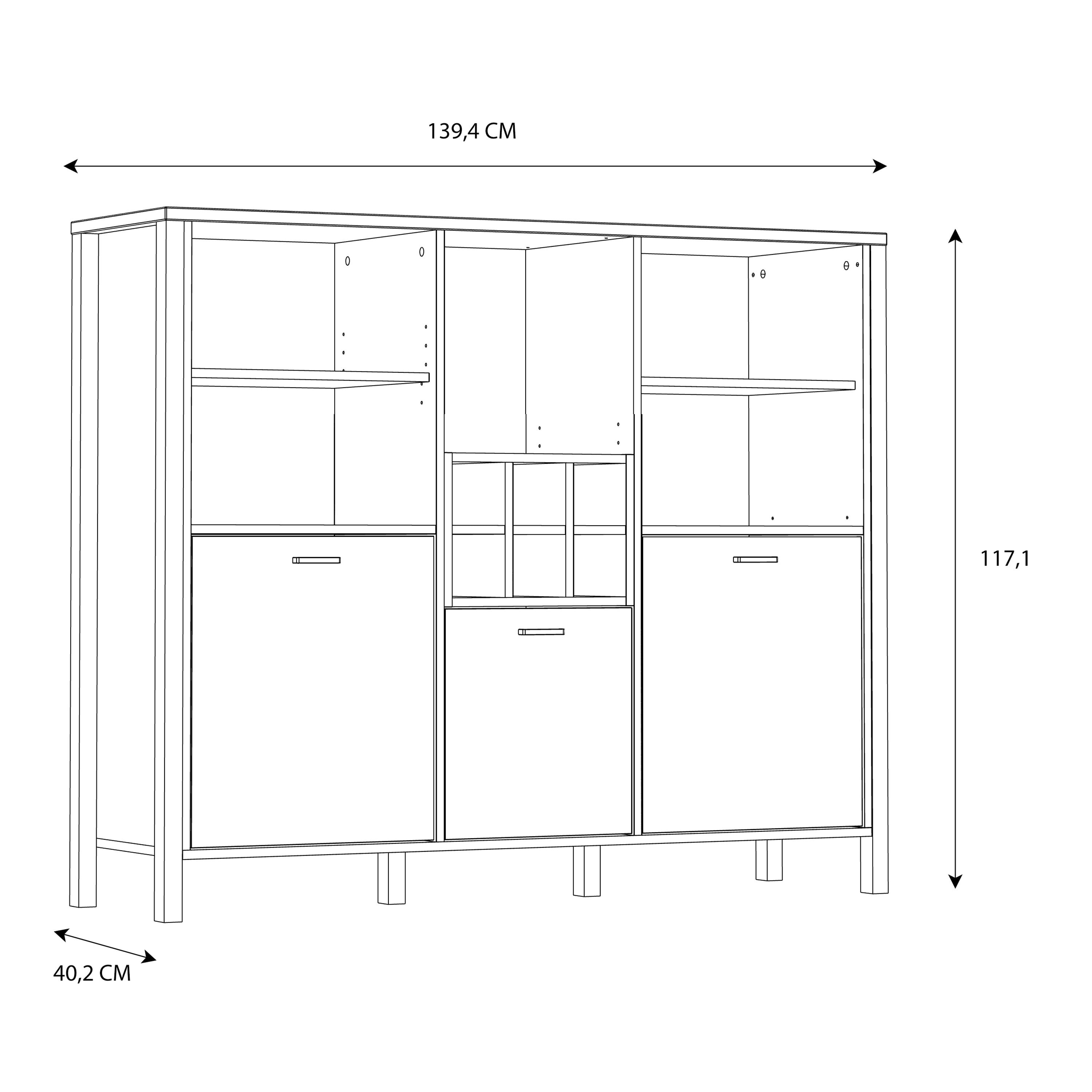 Hampton Shelf Unit in Matt Black/Riviera Oak