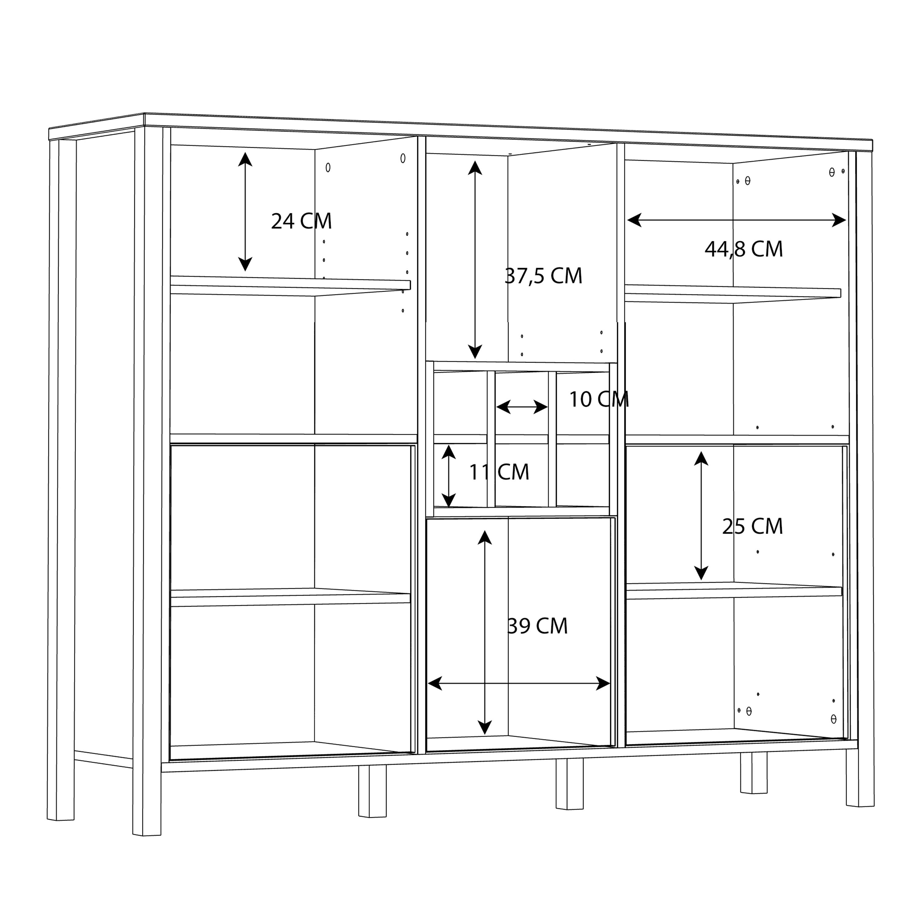 Hampton Shelf Unit in Matt Black/Riviera Oak