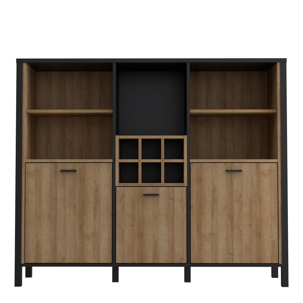 Hampton Shelf Unit in Matt Black/Riviera Oak