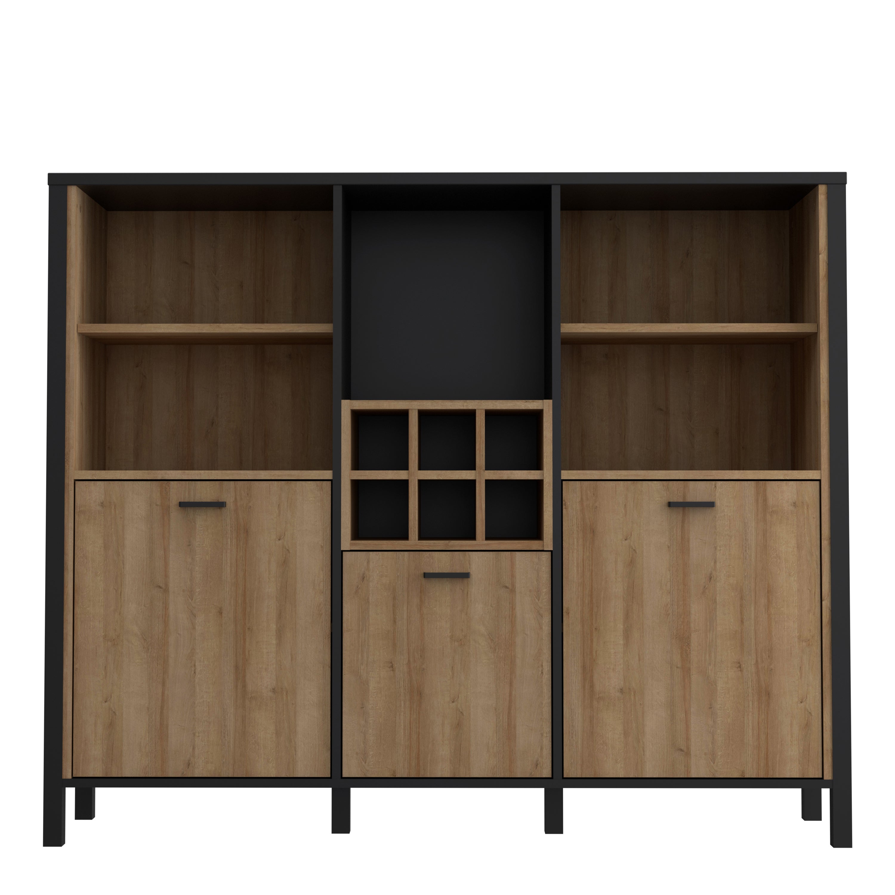 Hampton Shelf Unit in Matt Black/Riviera Oak
