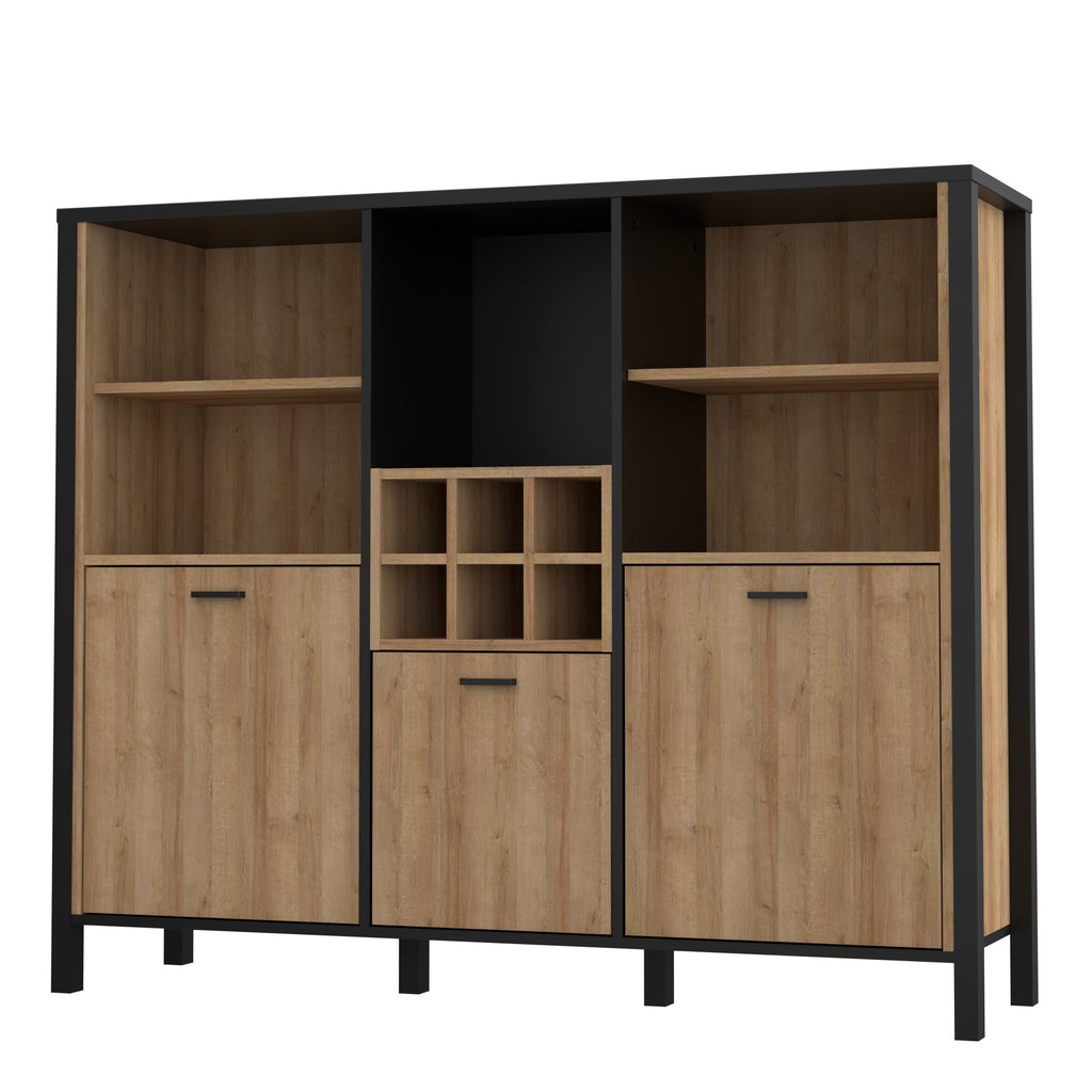 Hampton Shelf Unit in Matt Black/Riviera Oak