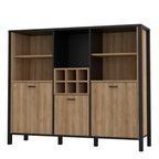 Hampton Shelf Unit in Matt Black/Riviera Oak