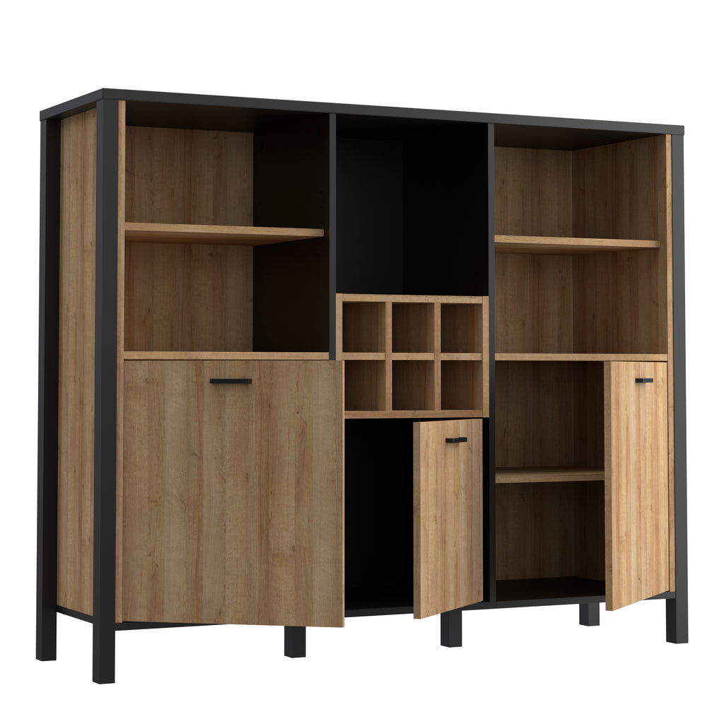 Hampton Shelf Unit in Matt Black/Riviera Oak