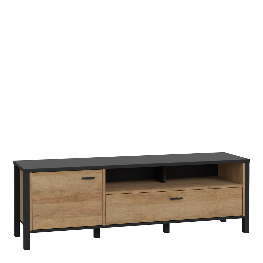 Hampton TV Unit in Matt Black/Riviera Oak