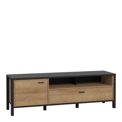 Hampton TV Unit in Matt Black/Riviera Oak