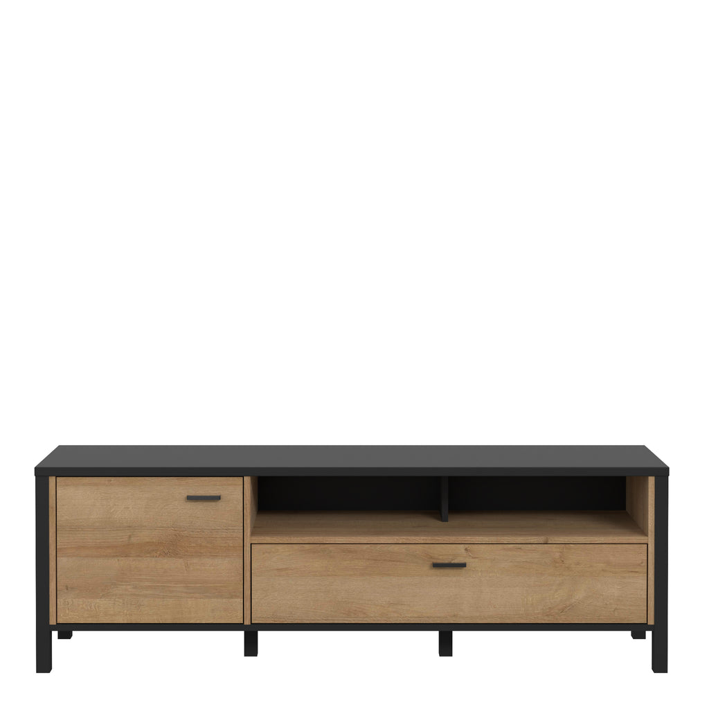 Hampton TV Unit in Matt Black/Riviera Oak