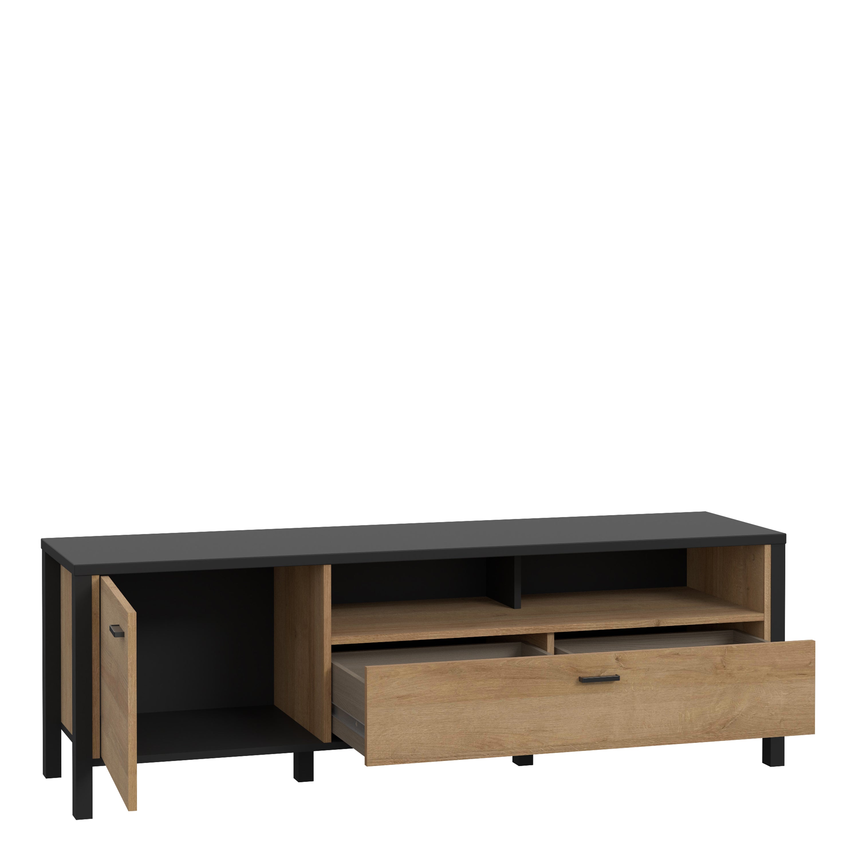 Hampton TV Unit in Matt Black/Riviera Oak