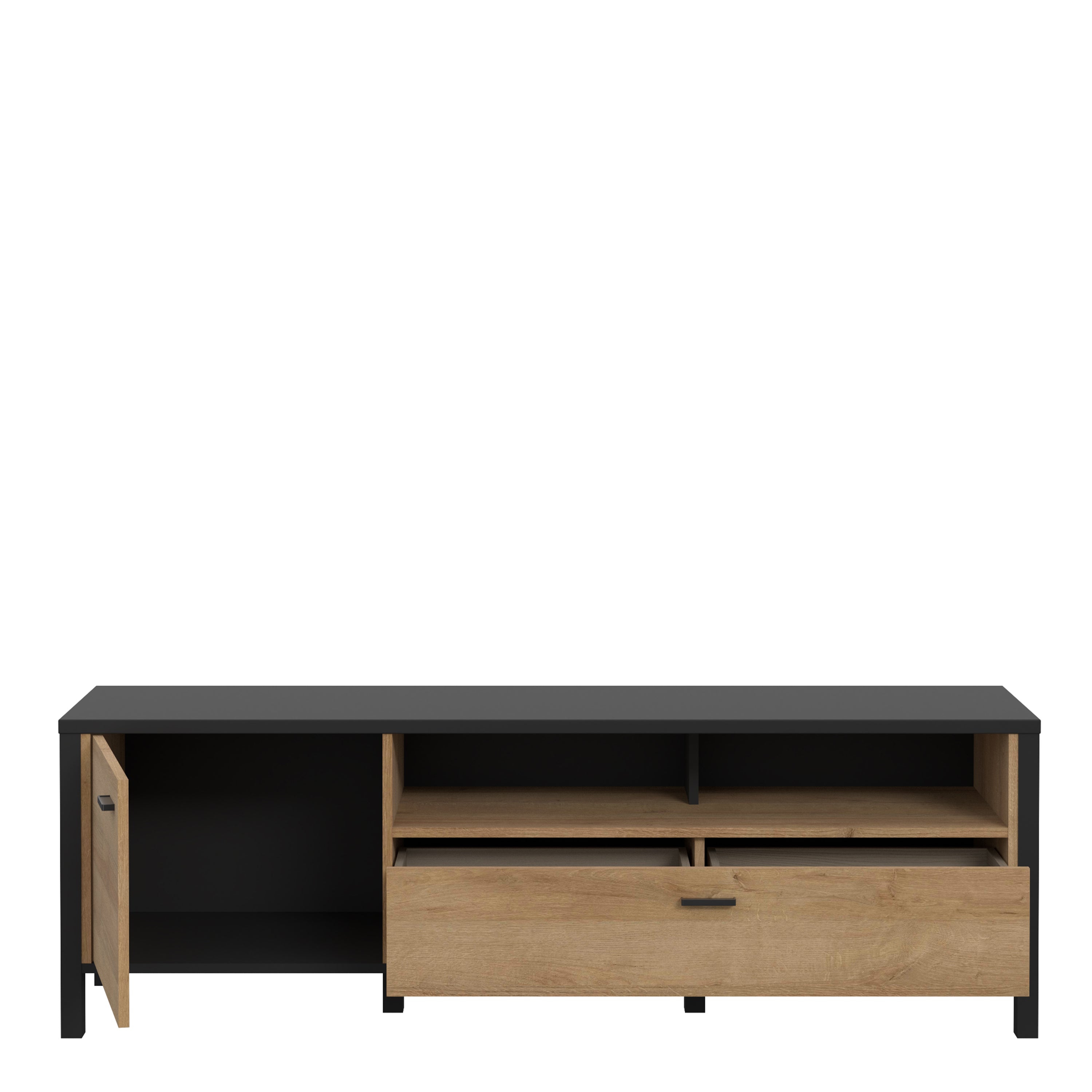 Hampton TV Unit in Matt Black/Riviera Oak