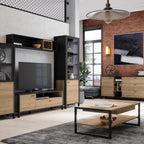 Hampton TV Unit in Matt Black/Riviera Oak
