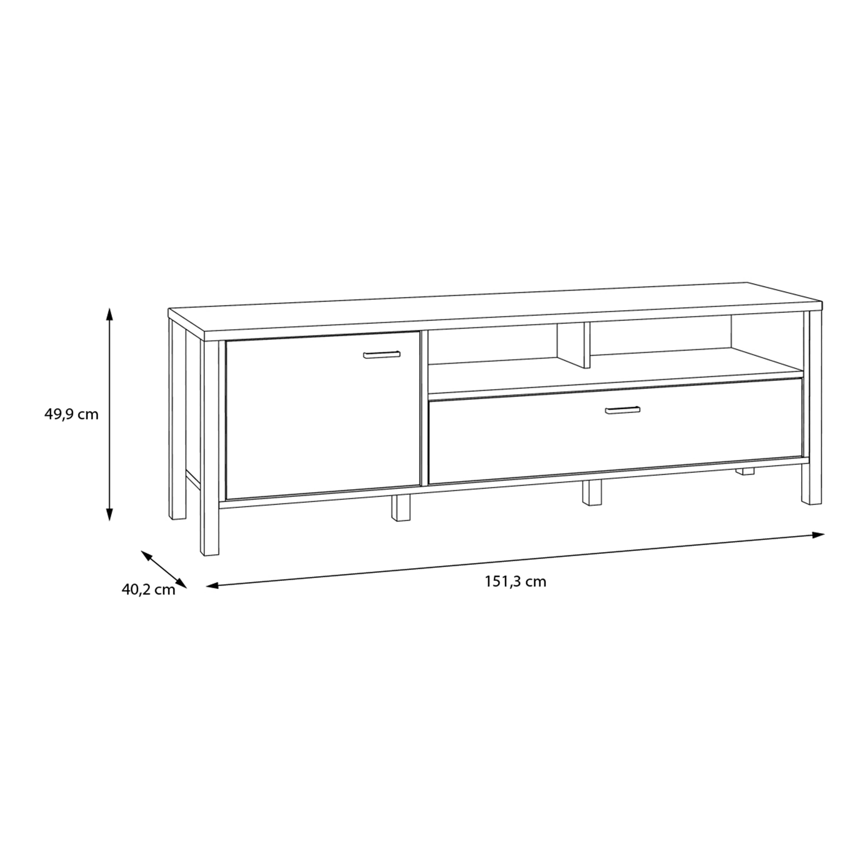 Hampton TV Unit in Matt Black/Riviera Oak
